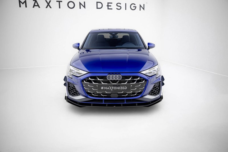 Maxton Street Pro Front Ansatz + Flaps Audi A3 S-Line Limousine / S3 Limousine 8Y Facelift schwarz Hochglanz AUS38YFCNC-FD1B+FSF1-G
