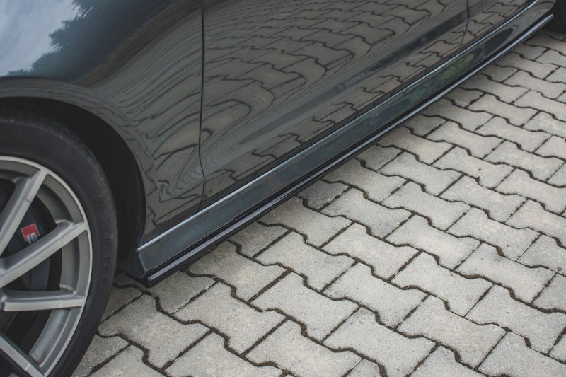 Maxton Seitenschweller Ansatz Cup Audi S6 / A6 S-Line C7 FL  schwarz Hochglanz AU-S6-C7F-SD1-G