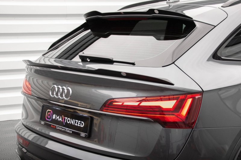 Maxton Niedriger Spoiler CAP für Audi SQ5 Sportback Mk2 Facelift schwarz Hochglanz AU-SQ5-2F-SB-CAP2-G