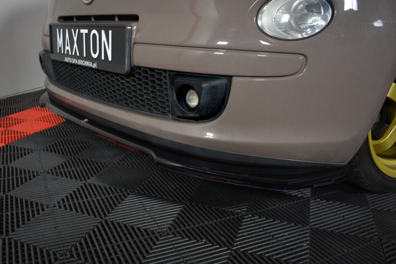 Maxton Front Ansatz V.2 für FIAT 500 HATCHBACK vor Facelift schwarz Hochglanz FI-500-FD2-G