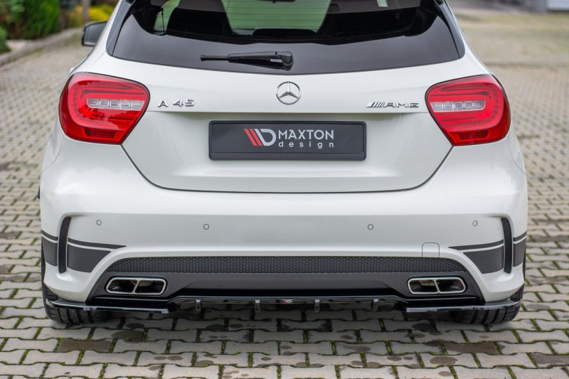 Preview: Maxton Heck Ansatz Flaps Diffusor für Mercedes A45 AMG W176 schwarz Hochglanz ME-A-176-AMG-RSD1-G