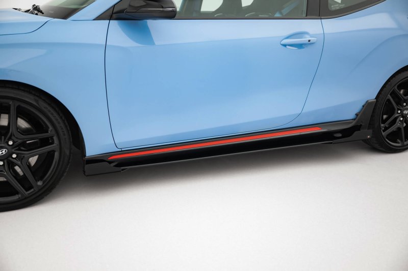 Maxton Street Pro Seitenschweller Ansatz + Flaps Hyundai Veloster N Mk2 schwarz Hochglanz HYVE2NCNC-SD1B+SF1-G
