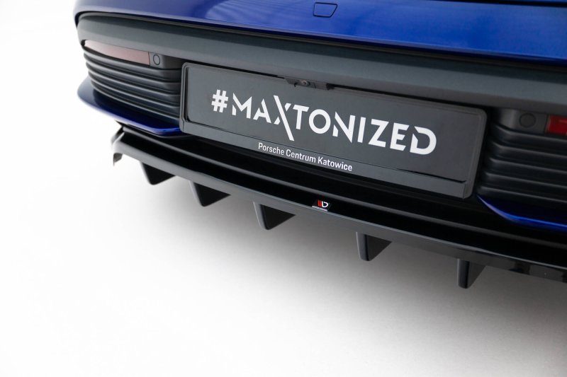 Maxton Mittlerer Cup Diffusor Heck Ansatz Porsche Taycan Turbo S Mk1 schwarz Hochglanz PO-TAY-1-TURBO-S-RD1G+RD2-G