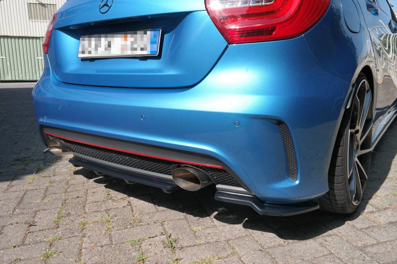Maxton Mittlerer Diffusor Heck Ansatz für im DTM LOOK Mercedes W176 AMG-LINE vor Facelift schwarz Hochglanz ME-A-176-AMGLINE-RD1+RD2-G