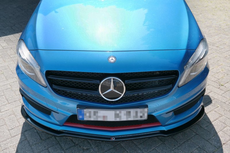 Maxton Front Ansatz für Mercedes W176 AMG-LINE vor Facelift schwarz Hochglanz ME-A-176-AMGLINE-FD1-G