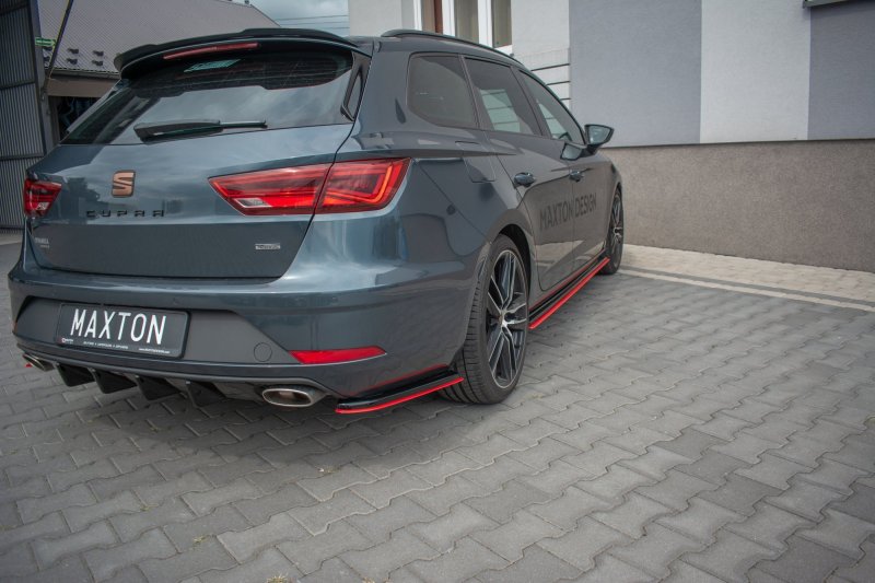 Maxton Heck Ansatz Flaps Diffusor passend für V.2 Seat Leon Mk3 Cupra ST Facelift schwarz Hochglanz SE-LE-3F-CU-ST-RSD1RRED+RSD1-G