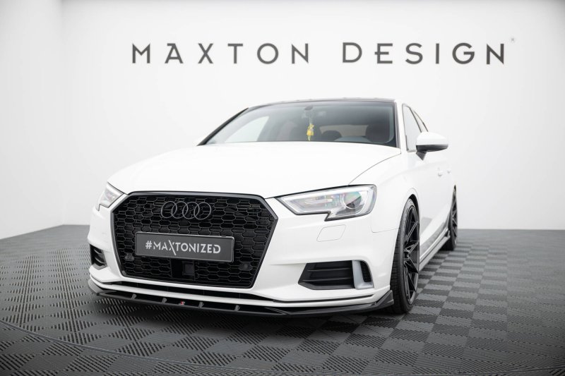 Maxton Front Ansatz Audi A3 Limousine 8V Facelift schwarz Hochglanz AU-A3-8VF-S-FD1-G