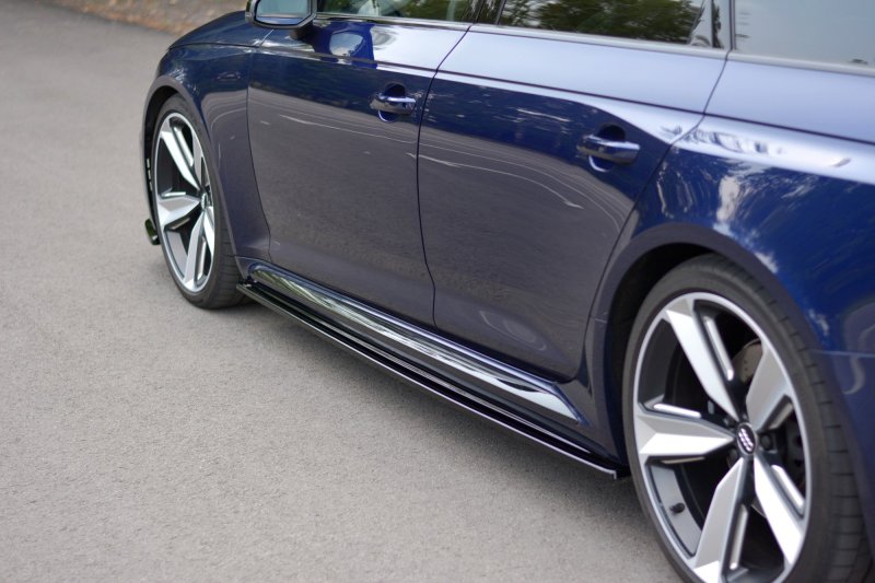 Maxton Seitenschweller Ansatz für Audi RS4 B9  schwarz Hochglanz AU-RS4-B9-SD1-G