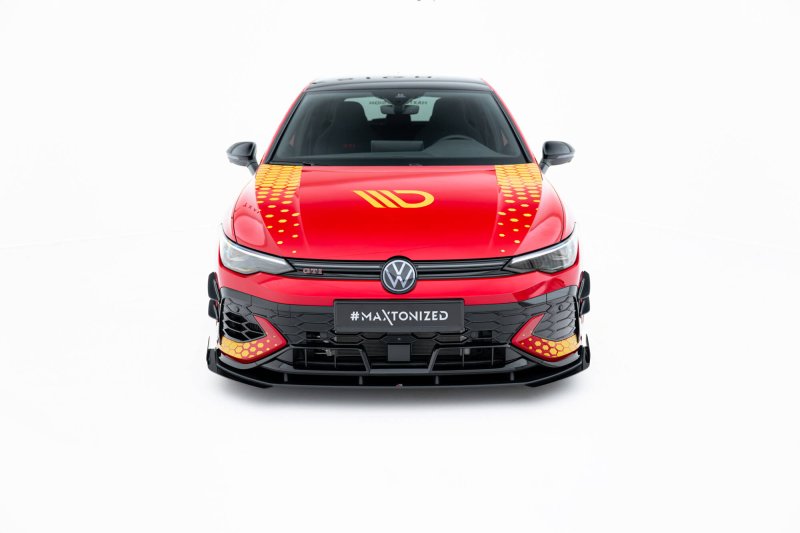 Maxton Street Pro Front Ansatz + Flaps VW Golf GTI Clubsport Mk8 Facelift schwarz Hochglanz VWGO8FGTICSCNC-FD1BRB+FSF1-G
