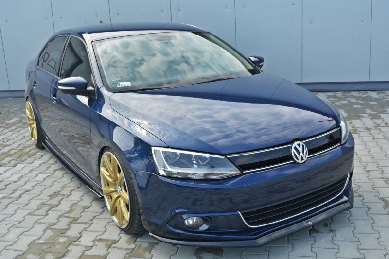 Maxton Front Ansatz V.2 für VOLKSWAGEN JETTA MK6 SEDAN vor Facelift schwarz Hochglanz VW-JE-6-FD2-G