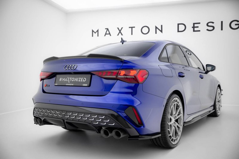 Maxton Heck Ansatz Flaps Diffusor V.1 Audi S3 Limousine 8Y Facelift schwarz Hochglanz AU-S3-8YF-S-RSD1-G