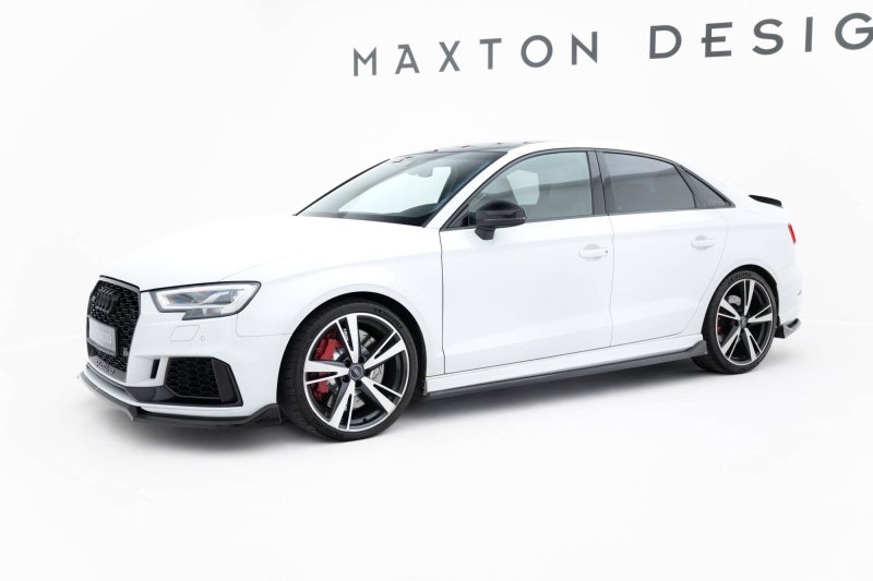 Maxton Seitenschweller Ansatz V.3 Audi RS3 Limousine 8V Facelift schwarz Hochglanz AU-RS3-8VF-S-SD3-G