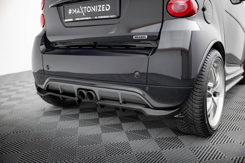 Maxton Mittlerer Cup Diffusor Heck Ansatz Brabus Smart Fortwo C451 Facelift schwarz Hochglanz BR-SM-FT-451-RSD1G+RD1-G