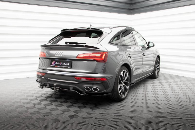 Maxton Mittlerer Diffusor Heck Ansatz DTM Look für Audi SQ5 Sportback Mk2 Facelift schwarz Hochglanz AU-SQ5-2F-SB-RD1G+RD2-G