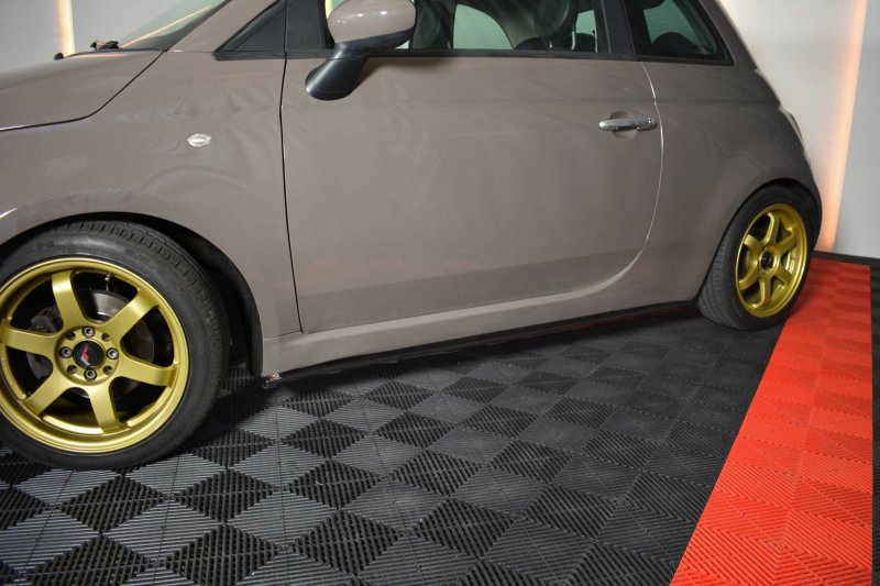 Maxton Seitenschweller Ansatz für FIAT 500 HATCHBACK vor Facelift schwarz Hochglanz FI-500-SD1-G
