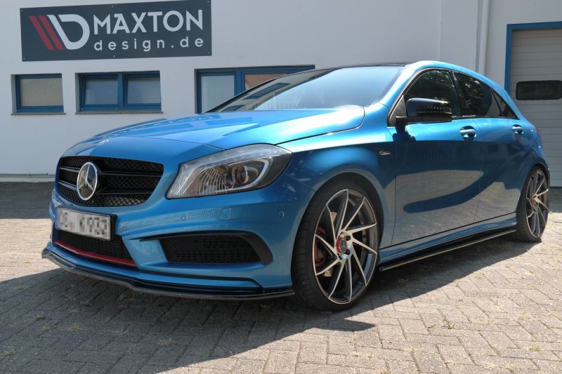 Maxton Front Ansatz für Mercedes W176 AMG-LINE vor Facelift schwarz Hochglanz ME-A-176-AMGLINE-FD1-G