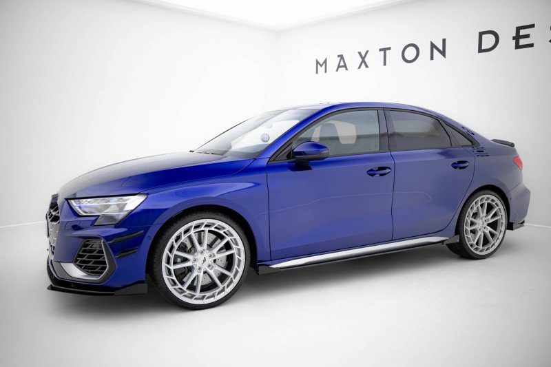 Maxton Side Flaps Audi A3 S-Line Limousine / S3 Limousine 8Y Facelift schwarz Hochglanz AUS38YFCNC-SF1-G