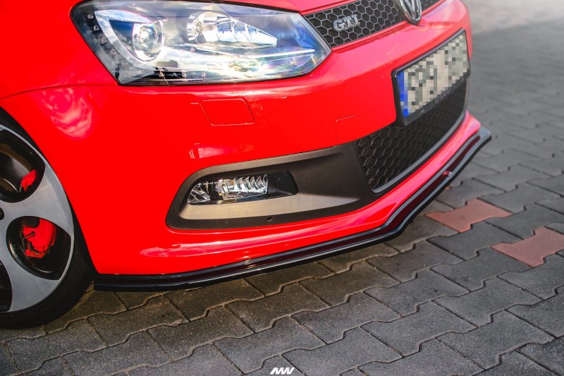 Maxton Front Ansatz V.2 für VOLKSWAGEN Polo 6R GTI 6R vor Facelift schwarz Hochglanz VW-PO-5-GTI-FD2-G