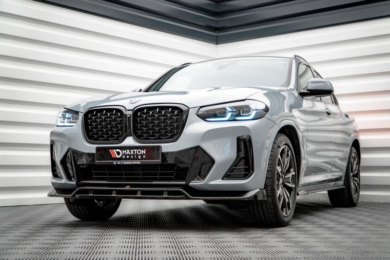 Maxton Front Ansatz V.1 für BMW X4 M-Paket G02 Facelift schwarz Hochglanz BM-X4-02F-MPACK-FD1G+FD1R-G