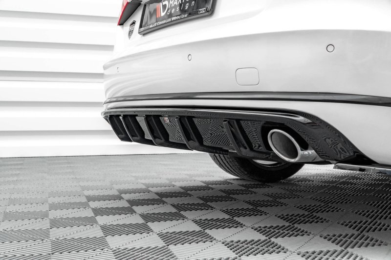 Maxton Diffusor Heck Ansatz für Audi A8 D4 schwarz Hochglanz AU-A8-D4-RS1-G
