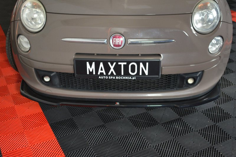 Maxton Front Ansatz V.2 für FIAT 500 HATCHBACK vor Facelift schwarz Hochglanz FI-500-FD2-G