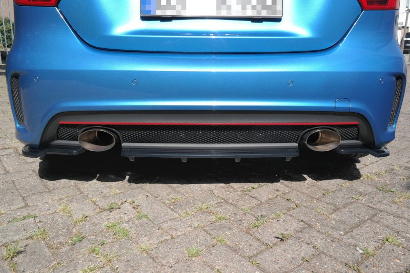 Maxton Mittlerer Diffusor Heck Ansatz für im DTM LOOK Mercedes W176 AMG-LINE vor Facelift schwarz Hochglanz ME-A-176-AMGLINE-RD1+RD2-G