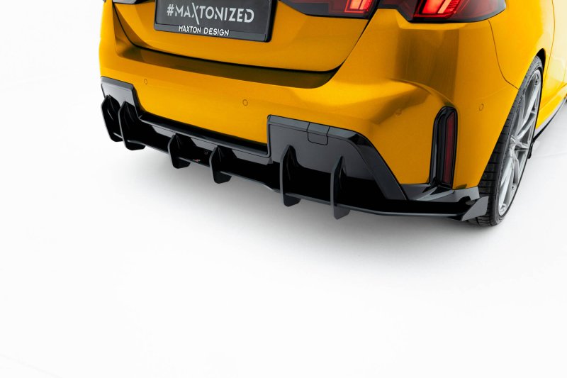 Maxton Street Pro Heckschürze + Flaps BMW 1er M-Paket F70 schwarz Hochglanz BM170MPACKCNC-RS1B+BRBI+RSF1-G