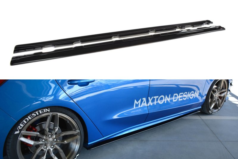 Maxton Seitenschweller Ansatz für Ford Focus ST / ST-Line Mk4 schwarz Hochglanz FO-FO-4-STLINE-SD1-G