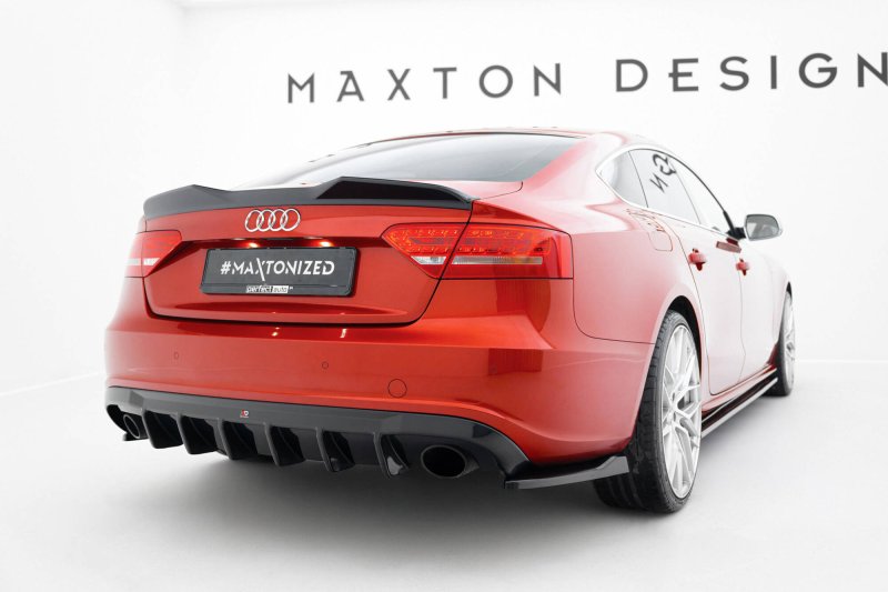 Maxton Diffusor Heck Ansatz Audi A5 S-Line Sportback 8T (Version mit Einzel-Auspuffendrohren beidseitig) AU-S5-1-SB-RS1GO_O