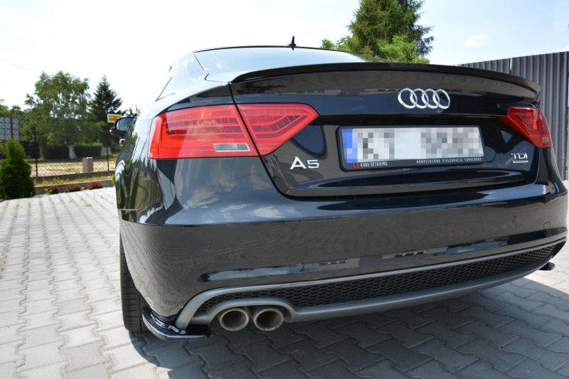 Maxton Spoiler CAP für AUDI A5 SPORTBACK S-LINE MK1 FACELIFT 8T  schwarz Hochglanz AU-A5-1F-SLINE-SB-CAP1-G