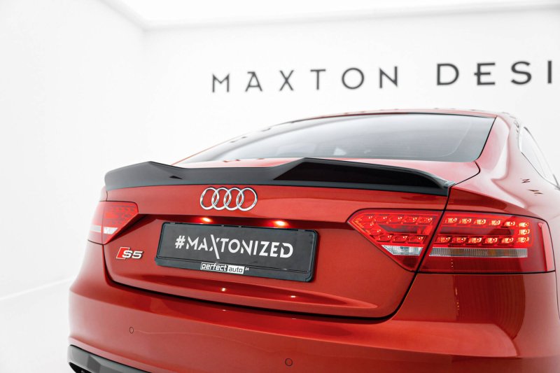 Maxton Spoiler CAP Abrisskante 3D Audi A5 Sportback S-Line / S5 8T / 8T Facelift schwarz Hochglanz AU-A5-1F-SLINE-SB-CAP2-G