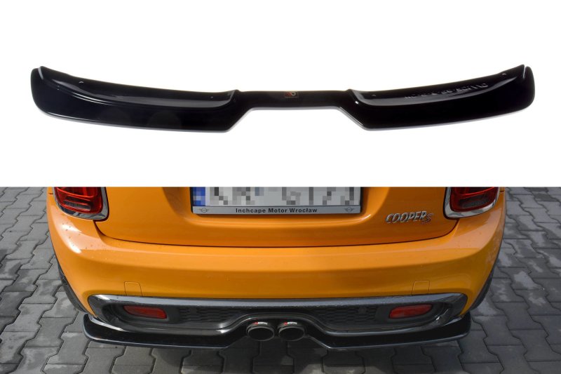 Maxton Mittlerer Diffusor Heck Ansatz für MINI COOPER S MK3 vor Facelift 3-Türer (F56) schwarz Hochglanz MC-S-3-56-RD1-G