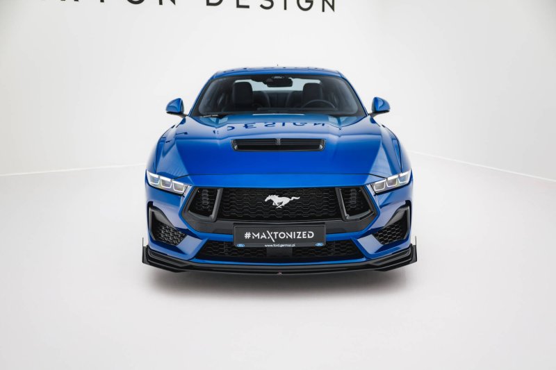 Maxton Street Pro Front Ansatz + Flaps Ford Mustang GT Mk7 schwarz Hochglanz FOMU7GTCNC-FD1B+FSF1-G