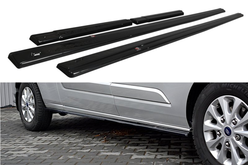 Maxton Seitenschweller Ansatz für Ford Transit Custom Mk1 FL schwarz Hochglanz FO-TRC-1F-SD1A+B-G