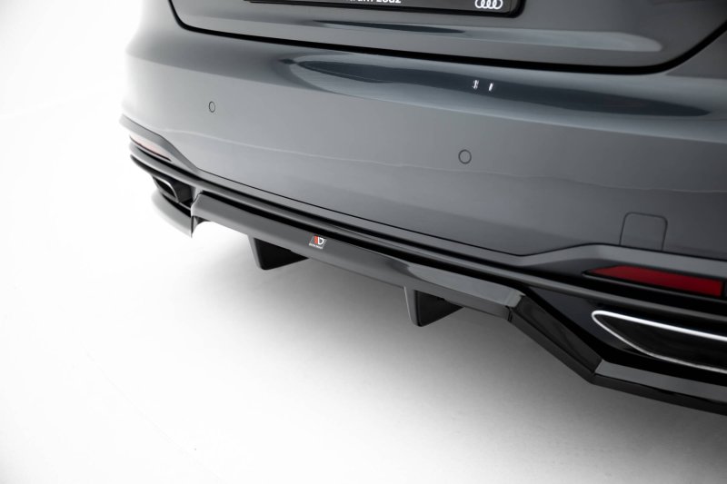 Maxton Mittlerer Cup Diffusor Heck Ansatz Audi A5 F5 Facelift schwarz Hochglanz AU-A5-2F-SB-RD1G+RD2-G