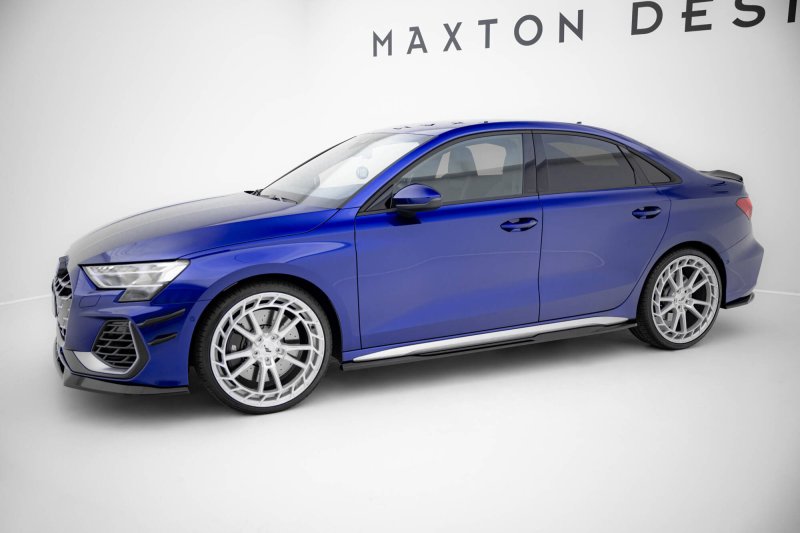 Maxton Seitenschweller Ansatz V.2 Audi A3 S-Line Limousine / S3 Limousine 8Y Facelift schwarz Hochglanz AU-S3-8YF-S-SD1-G
