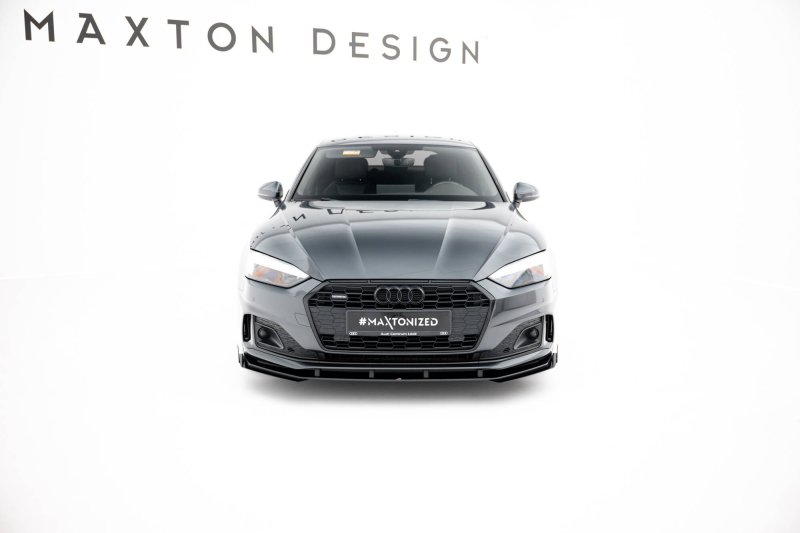 Maxton Street Pro Front Ansatz + Flaps Audi A5 F5 Facelift schwarz Hochglanz AUA52FSBCNC-FD1B+FSF1-G