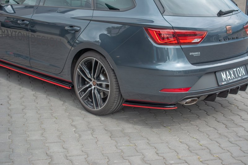 Maxton Heck Ansatz Flaps Diffusor passend für V.2 Seat Leon Mk3 Cupra ST Facelift schwarz Hochglanz SE-LE-3F-CU-ST-RSD1RRED+RSD1-G