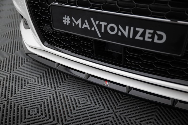 Maxton Front Ansatz Audi A3 Limousine 8V Facelift schwarz Hochglanz AU-A3-8VF-S-FD1-G
