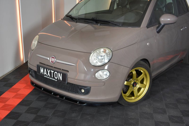 Maxton Front Ansatz V.1 für FIAT 500 HATCHBACK vor Facelift schwarz Hochglanz FI-500-FD1-G