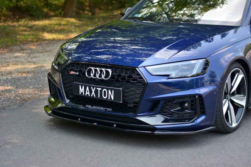 Maxton Front Ansatz V.1 für Audi RS4 B9 schwarz Hochglanz AU-RS4-B9-FD1-G