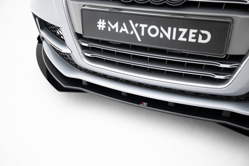 Maxton Street Pro Front Ansatz + Flaps Audi TT S / TT S-Line 8J Facelift schwarz Hochglanz AUTT2SLINECNC-FD1BRB+FSF1-G