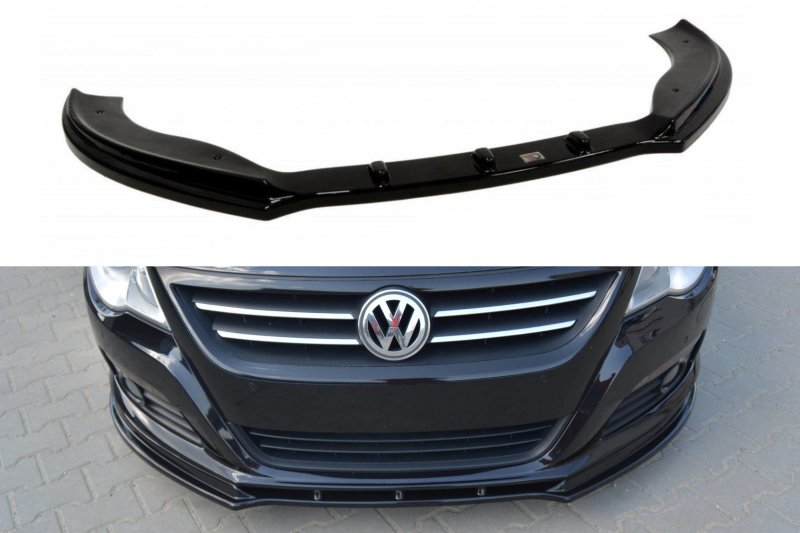 Maxton Front Ansatz V.1 für VW PASSAT CC vor Facelift, STANDARD STOßSTANGE schwarz Hochglanz VW-PA-CC-FD1-G
