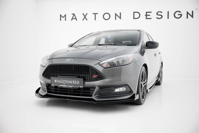 Maxton Front Flaps Ford Focus ST Mk3 Facelift schwarz Hochglanz FOFO3FSTCNC-FSF1-G