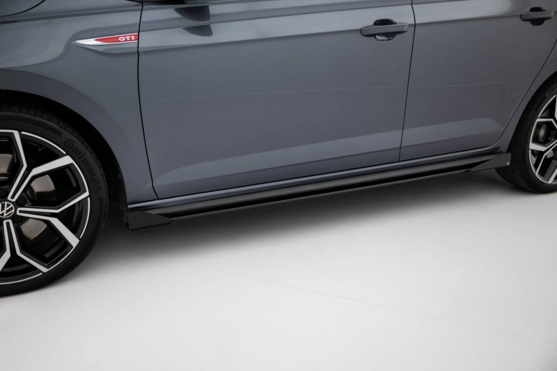Maxton Street Pro Seitenschweller Ansatz + Flaps VW Polo AW GTI Facelift schwarz Hochglanz VWPO6FGTICNC-SD1BRB+SF1-G
