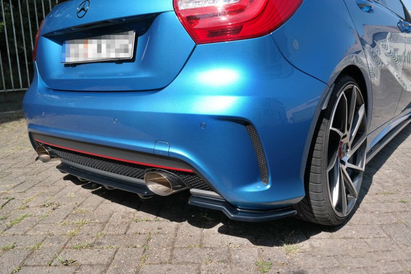 Preview: Maxton Heck Ansatz Flaps Diffusor für  Mercedes W176 AMG-LINE vor Facelift schwarz Hochglanz ME-A-176-AMGLINE-RSD1-G