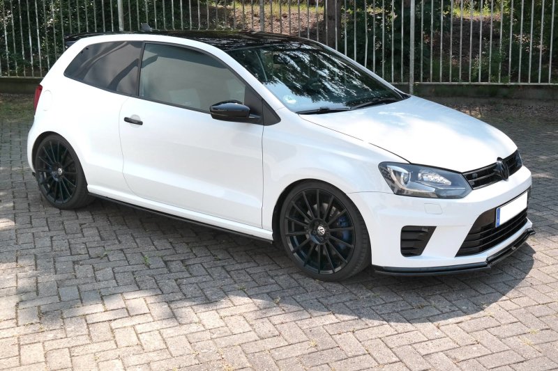 Maxton Seitenschweller Ansatz für VOLKSWAGEN Polo 6R R WRC schwarz Hochglanz VW-PO-5-WRC-SD1-G