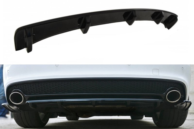Maxton Mittlerer Diffusor Heck Ansatz für AUDI A5 S-LINE Facelift DTM LOOK schwarz Hochglanz AU-A5-1F-SLINE-RD1+RD2-G