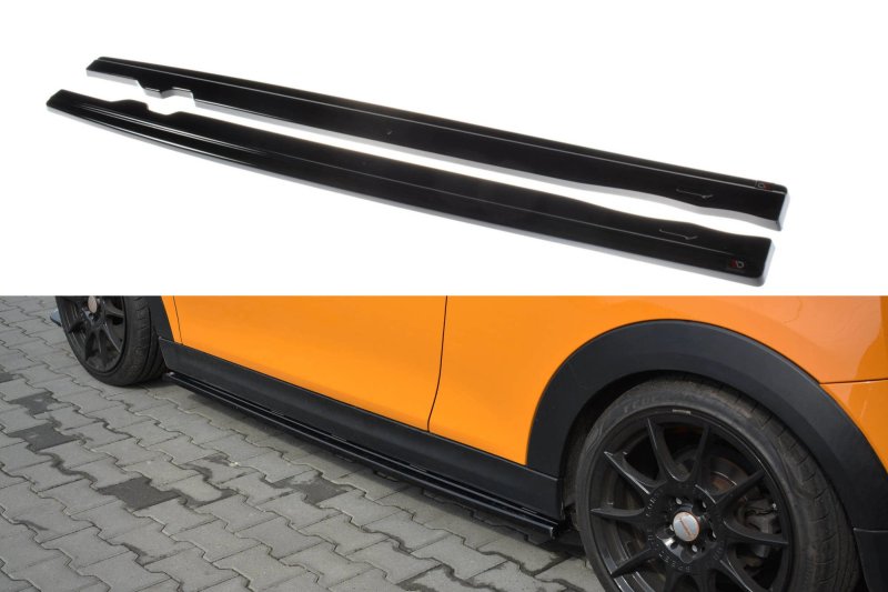 Maxton Seitenschweller Ansatz für MINI COOPER S MK3 vor Facelift 3-Türer (F56) schwarz Hochglanz MC-S-3-56-SD1-G