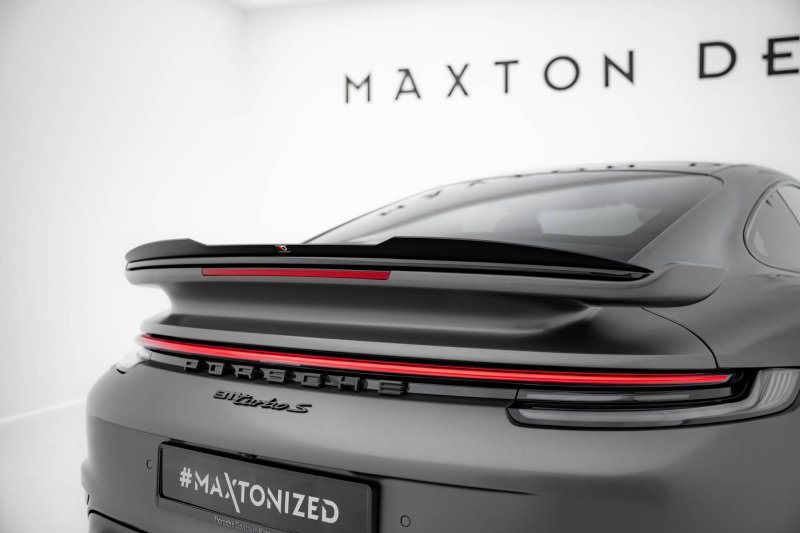 Preview: Maxton Spoiler CAP Abrisskante Porsche 911 Turbo S Sport Package 992 schwarz Hochglanz PO-911-992-TURBO-S-SPORT-CAP1-G